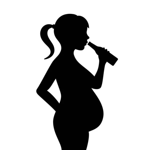 Chica Embarazada Beber Alcohol Vector Icono — Vector de stock