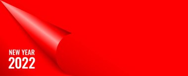Yılbaşı metni için web pankartı, kırmızı arkaplanda vektör şablonu