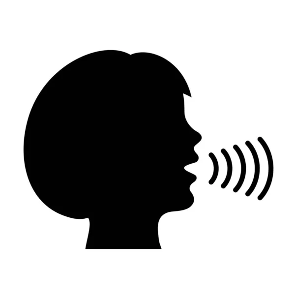 Vektorová Ikona Mluvící Žena Zvukové Vlny — Stockový vektor