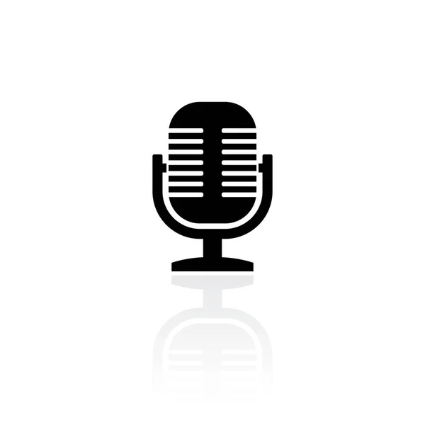 Retro Mikrofon Vektör Siluet Simgesi — Stok Vektör