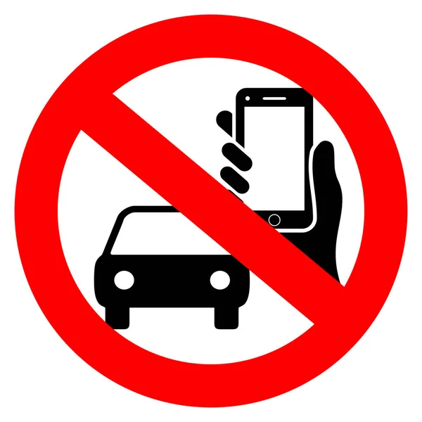 Kein Autofahren Und Telefonieren Mit Vektor Zeichen — Stockvektor