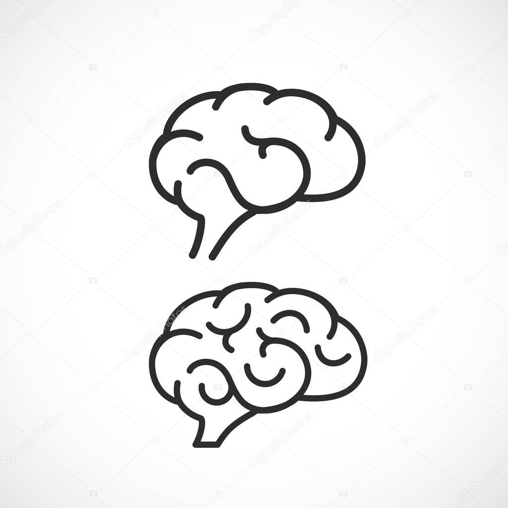Human brain linear vector icon set