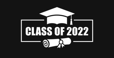 Class of 2022 graduation vector banner on black background clipart