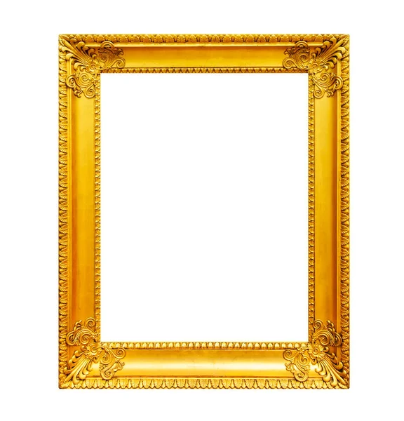 Oud Verguld Houten Frame Geïsoleerd Witte Achtergrond — Stockfoto