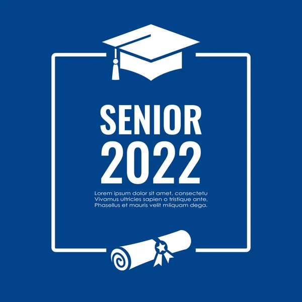 Graduación Póster Vector Diseño Clase Senior 2022 Año — Vector de stock