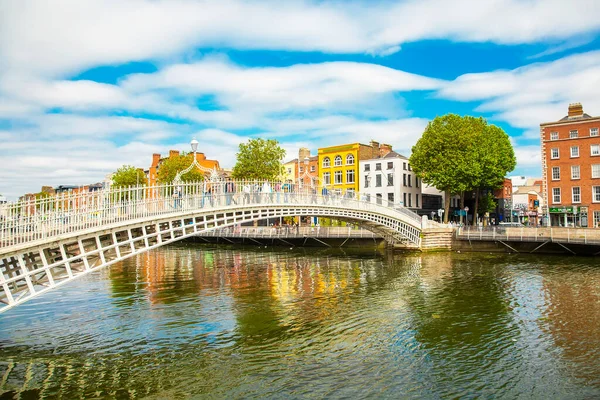 Ha'penny Bridge and Liffey river in Dublin, Ireland