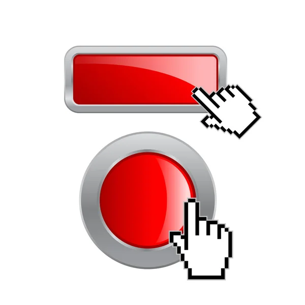 Red Glossy Web Buttons Click Here — Vector de stock