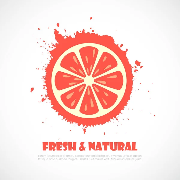 Grapefruit Splashing Slice Vector Icon — Vetor de Stock