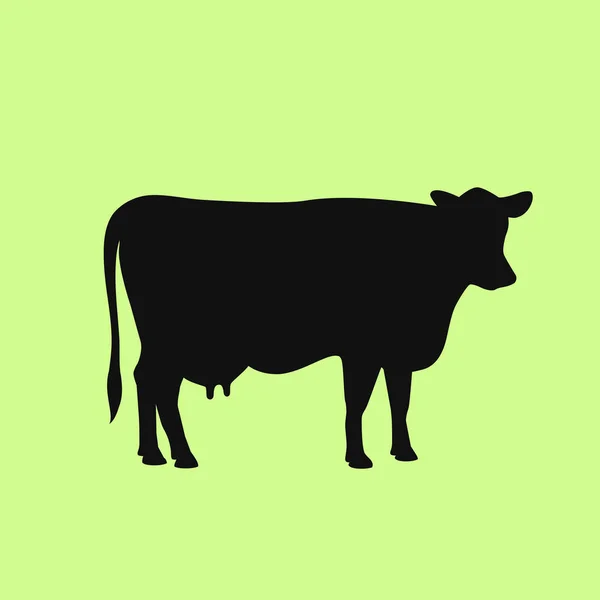 Σκιαγραφία Αγελάδας Πάνω Από Πράσινο Φόντο — Διανυσματικό Αρχείο