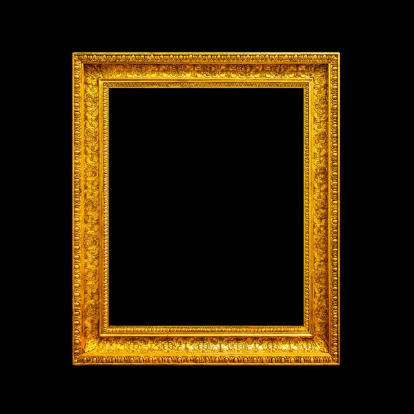 Cornice Oro Decorato Isolato Sfondo Nero — Foto Stock