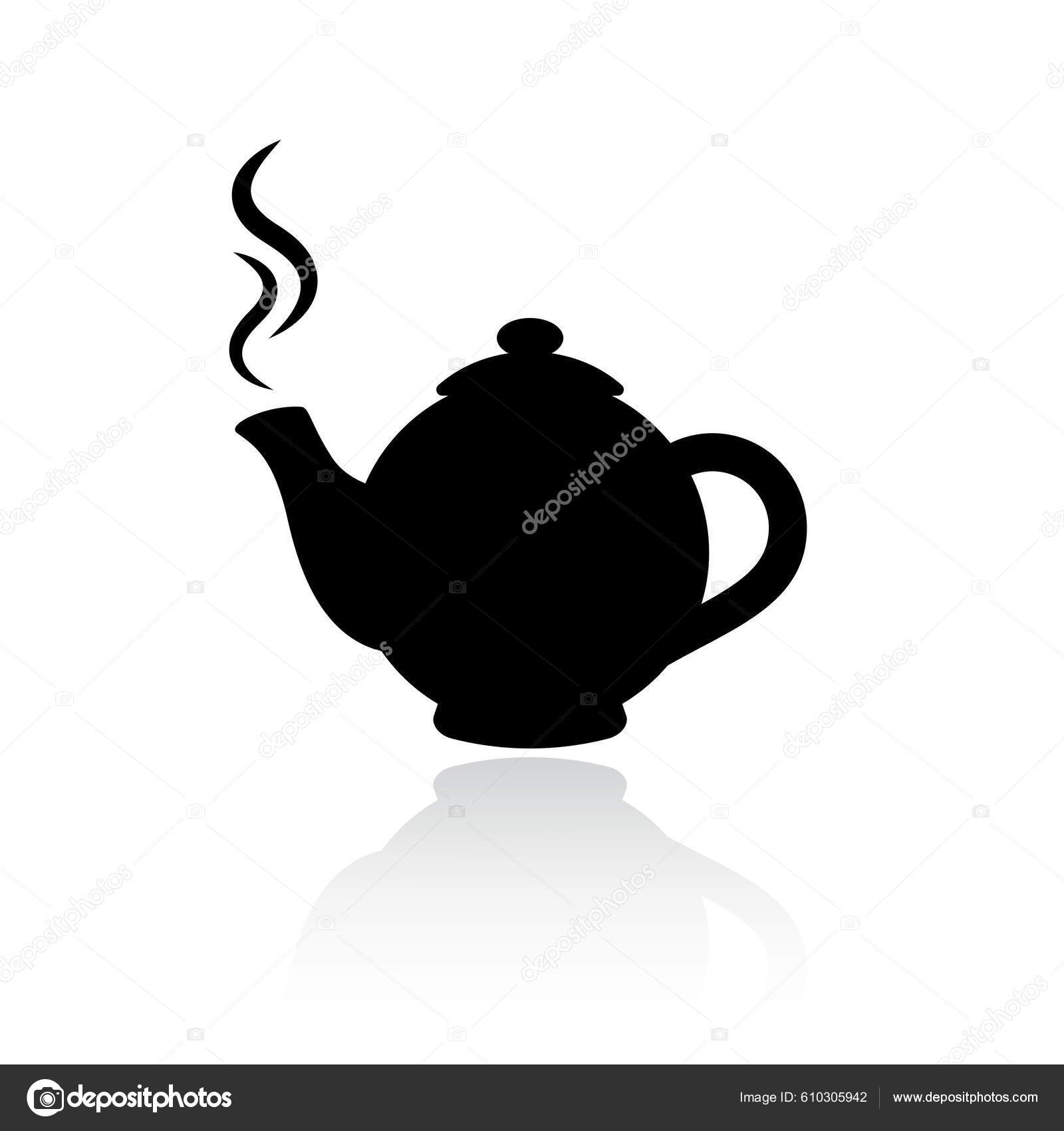 Teapot Vector Silhouette Icon Isolated White Background Stock ...