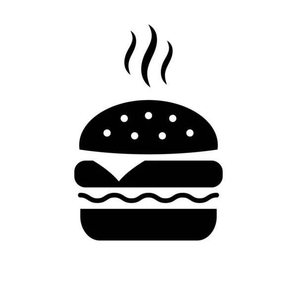 Gorące Pyszne Burger Wektor Ikona Izolowane Białym Tle — Wektor stockowy