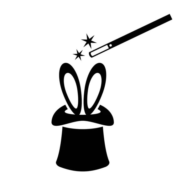 Zauberstab Und Kaninchenvektorsymbol Isoliert Auf Weißem Hintergrund — Stockvektor