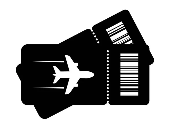 Bilhetes Avião Pictograma Vetorial Isolado Fundo Branco — Vetor de Stock