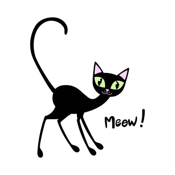 怪怪的黑猫。矢量说明 — 图库矢量图片