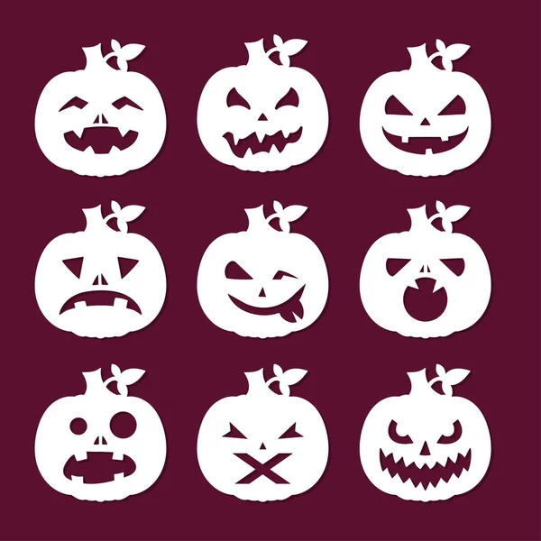Set Pumpkin Silhouettes Cutting Any Materials Jack Fanar Design Halloween — 图库矢量图片