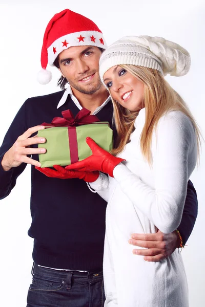 Casal de Natal bonito — Fotografia de Stock