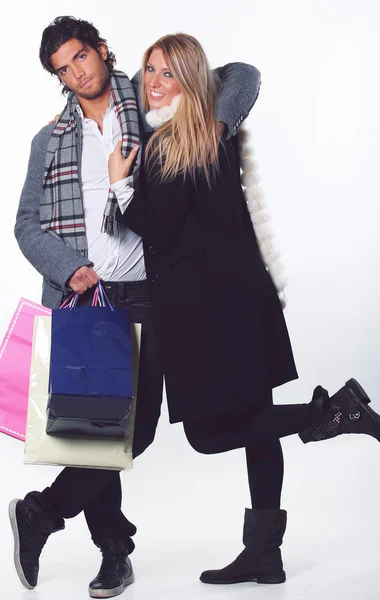 Drôle shopping couple — Photo