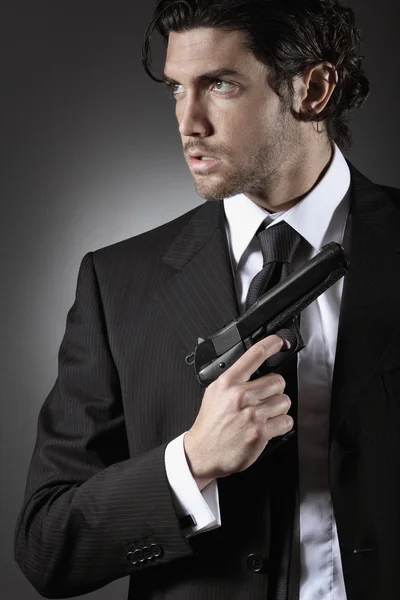 Portrait of an attractive secret agent — Stock Photo, Image