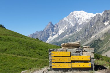 Mountain trail indications and Mont Blanc clipart
