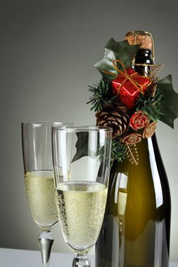 ayrıntı Noel gözlük ve bir şişe