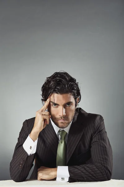 Handsome businessman and copy space above head — Stock Photo, Image