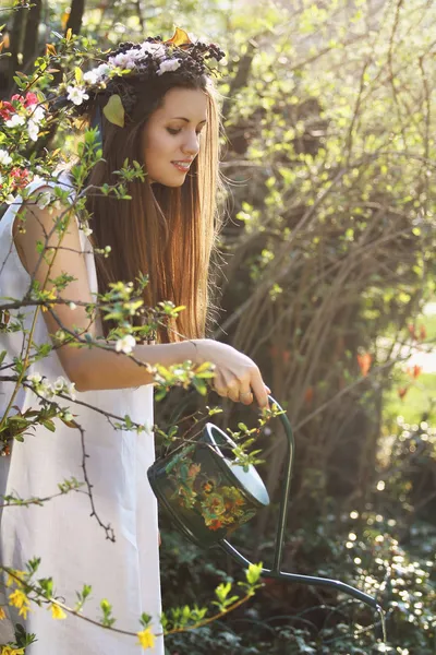 Beautiful vintage gardener — Stock Photo, Image