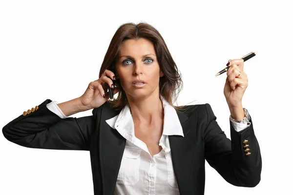 Beautiful business woman busy at work — Stock Photo, Image