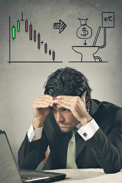 Worried businessman losing on financial markets — Stock Photo, Image