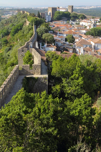 Obidos Ortaçağ taş duvarlar ile — Stok fotoğraf