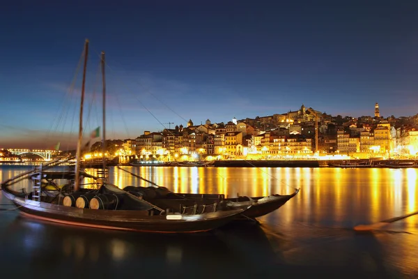 Panoráma města Porto v noci — Stock fotografie