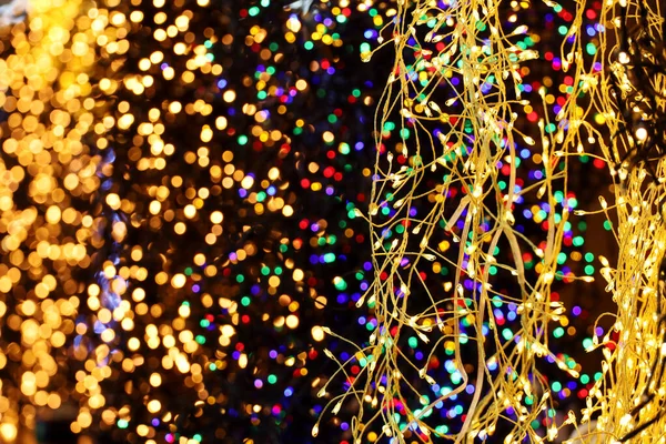 Luzes Festivas Guirlandas Elétricas Iluminação Natal Colorido Decorações Ano Novo — Fotografia de Stock