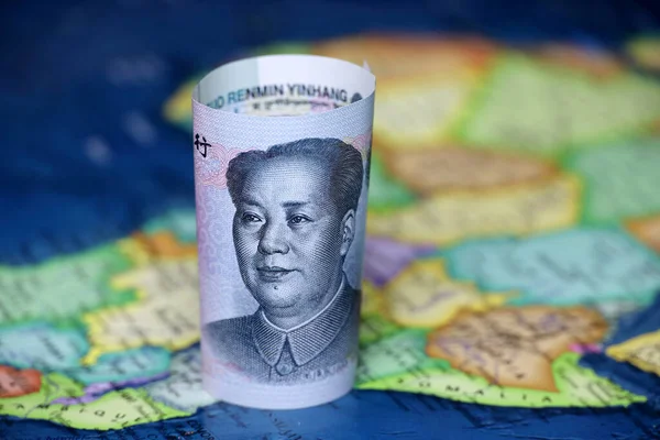 Chinese Yuan Map Africa Continent Trading China African Countries Tourism — Stock Photo, Image