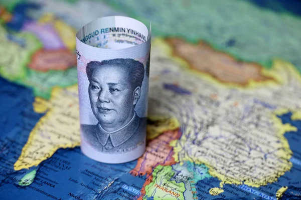Jüan Térképen Délkelet Ázsia Kína Kínai Ázsiai Gazdaság Turizmus Beruházások Jogdíjmentes Stock Képek