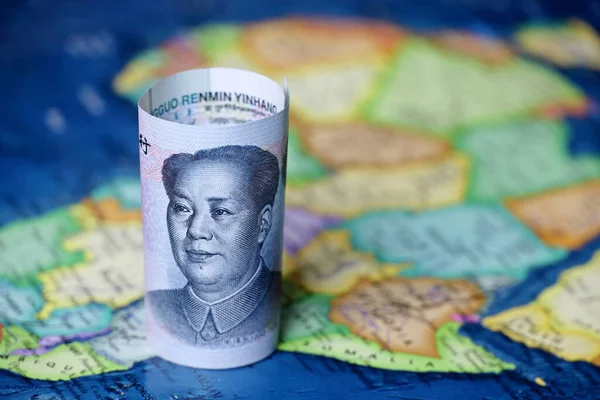 Chinese Yuan Map Africa Continent Trading China African Countries Tourism — Stock Photo, Image