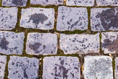 Gri taşlardan kaldırım taşları yakın, arkaplan ya da doku