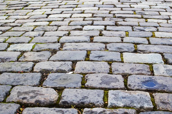 Cobblestone Paving Gray Stones Close Background Texture — Stock Photo, Image
