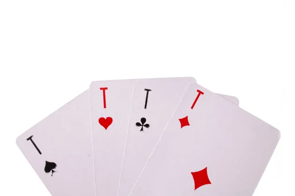 Four Aces Isolated White Background Close — Stock Photo, Image