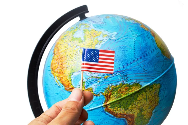 Usa Flag Background Globe Map — Stock Photo, Image