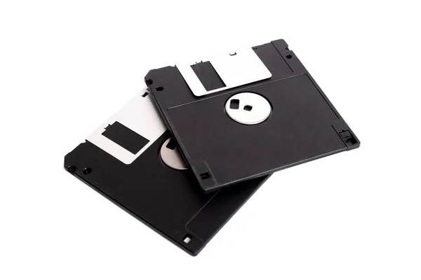 Two Floppy Disks Isolated White Background Close — Stock Photo, Image