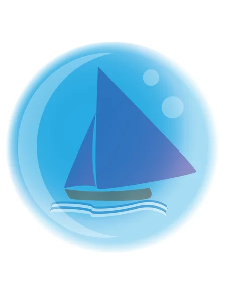 Barca a vela - logo bolla — Vettoriale Stock
