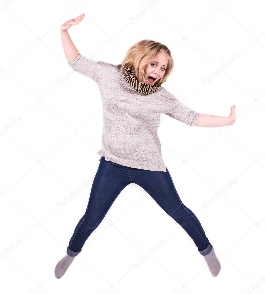 young jumping woman