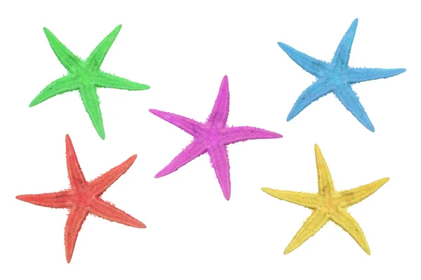 П'ять барвистих зірок на білому тлі — стокове фото