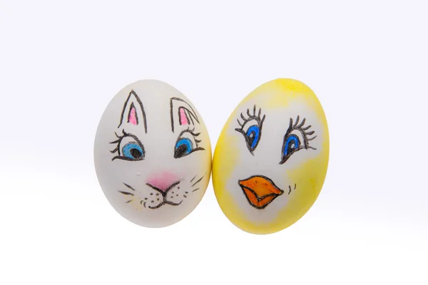 Two painted Easter eggs on a white background — Stock Photo, Image