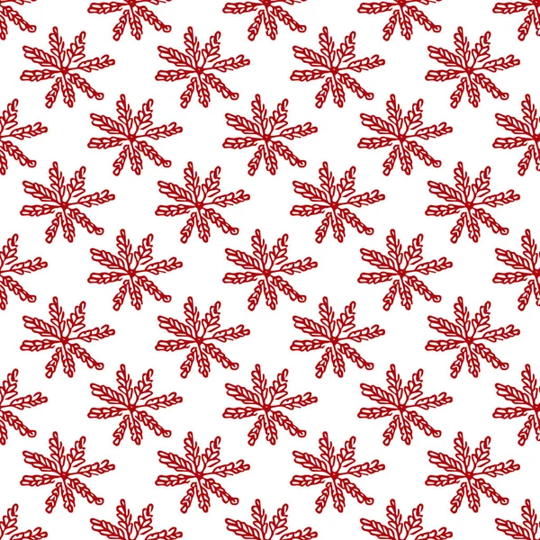Безшовний Візерунок Червоними Сніжинками — стоковий вектор