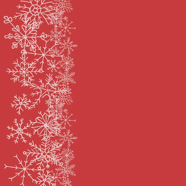 Fondo Rojo Navidad Con Copos Nieve — Vector de stock