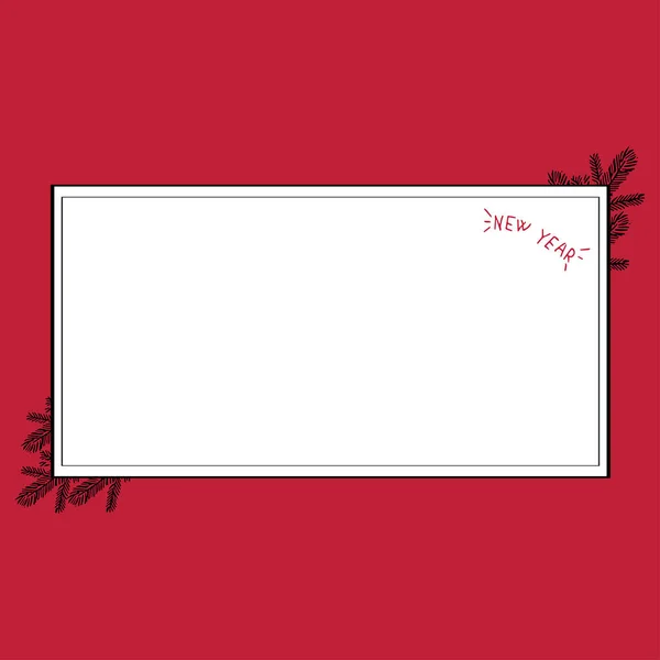 Cadre Blanc Avec Des Arbres Noël Sur Fond Rouge — Image vectorielle