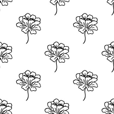 Kusursuz çiçek deseni. çiçekli siyah beyaz arkaplan