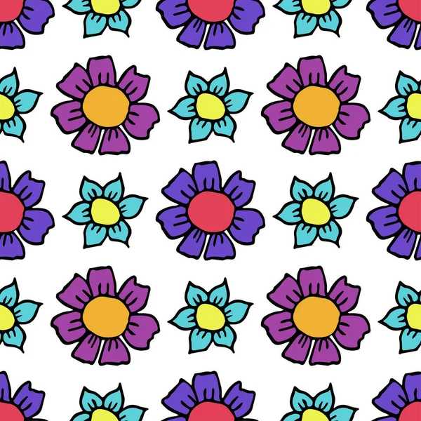Modèle Sans Couture Avec Des Fleurs Fond Floral Fleurs Colorées — Image vectorielle