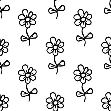 Çiçeklerle kusursuz desen. Çiçek arkaplan. Beyaz arkaplanda izole edilmiş papatya çiçekleri